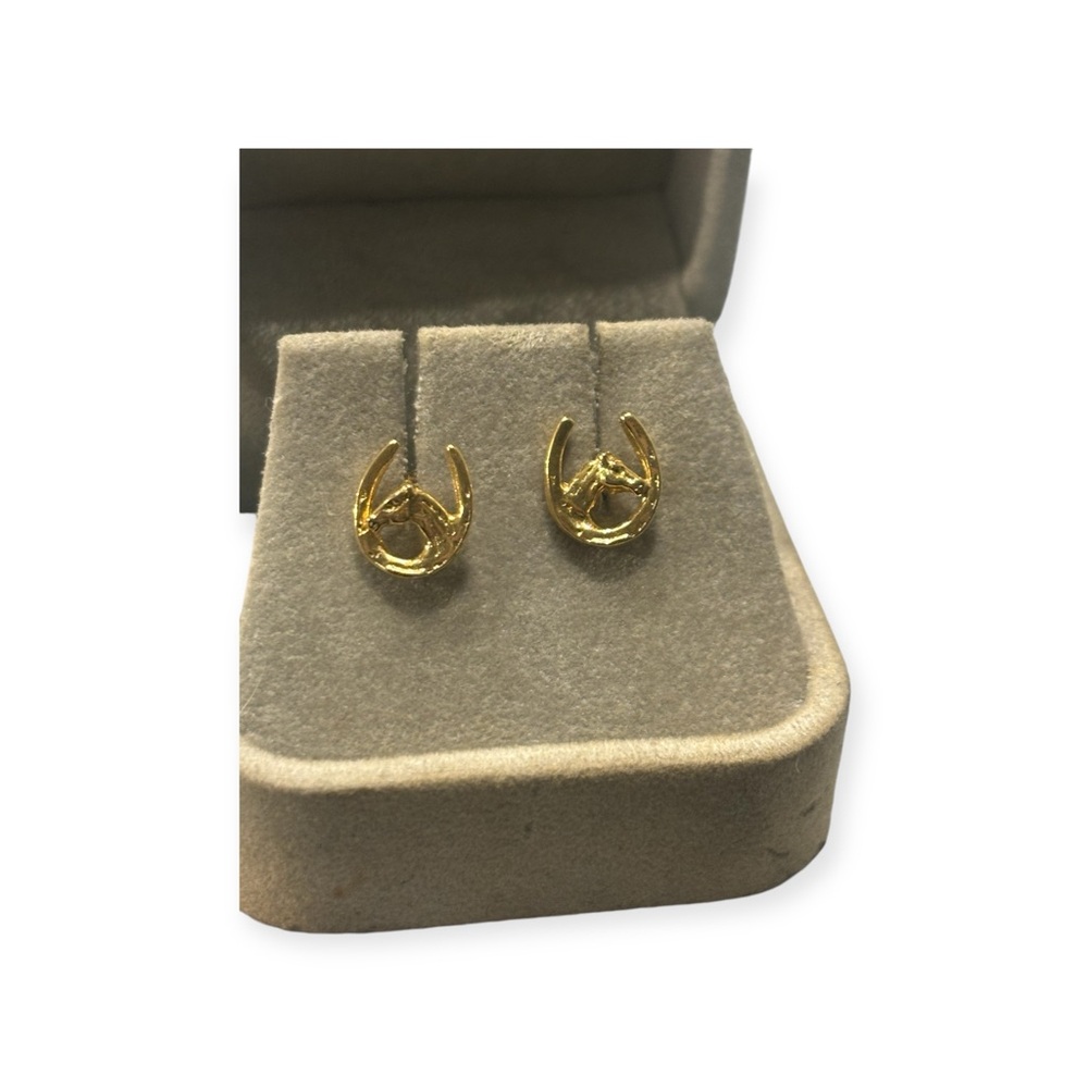 Horse Head & Horseshoe Stud Earrings